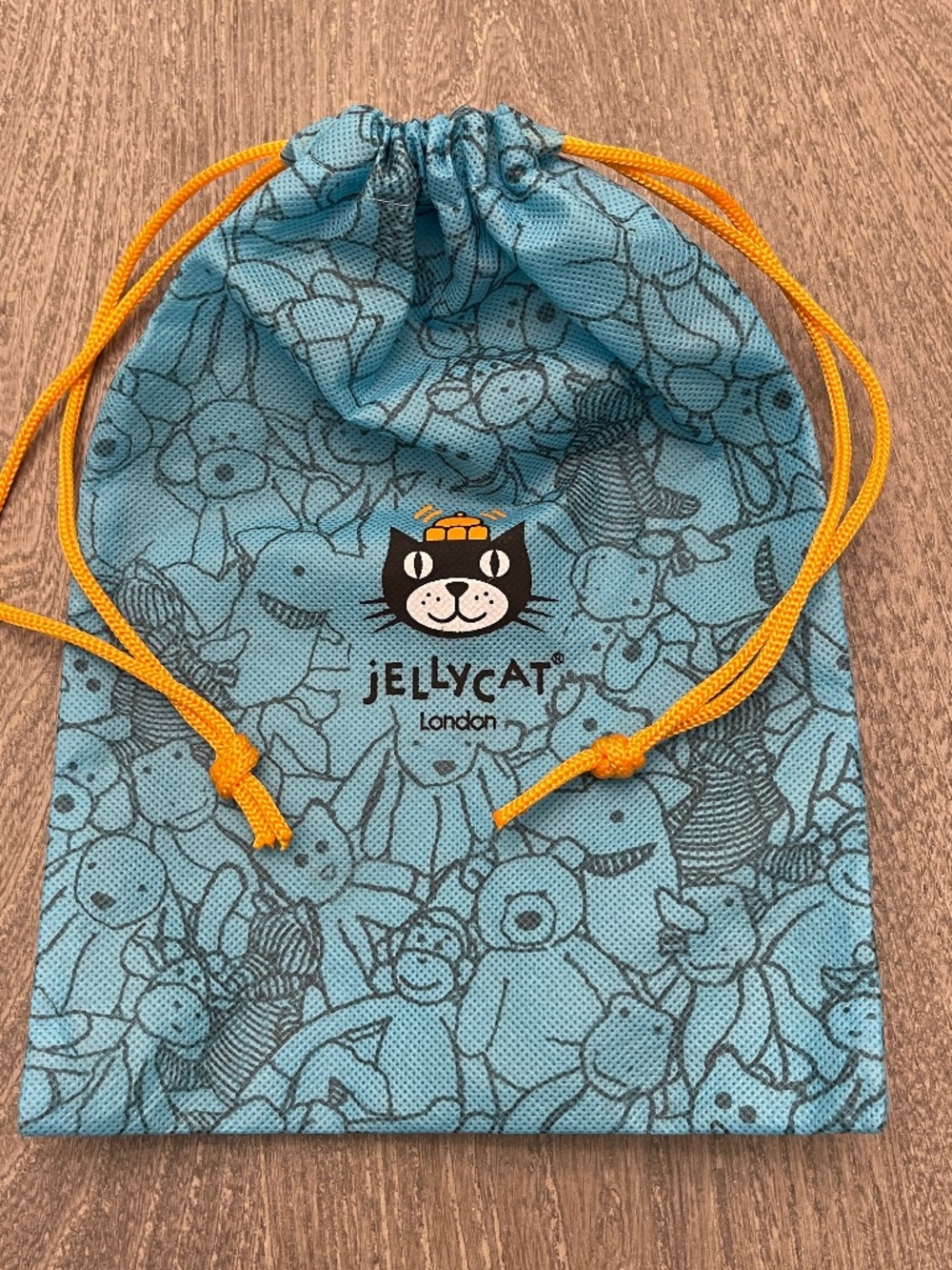 Jellycat London Drawstring Dust Bag Pouch Blue Plush Toy Storage 7.25"x8.25"